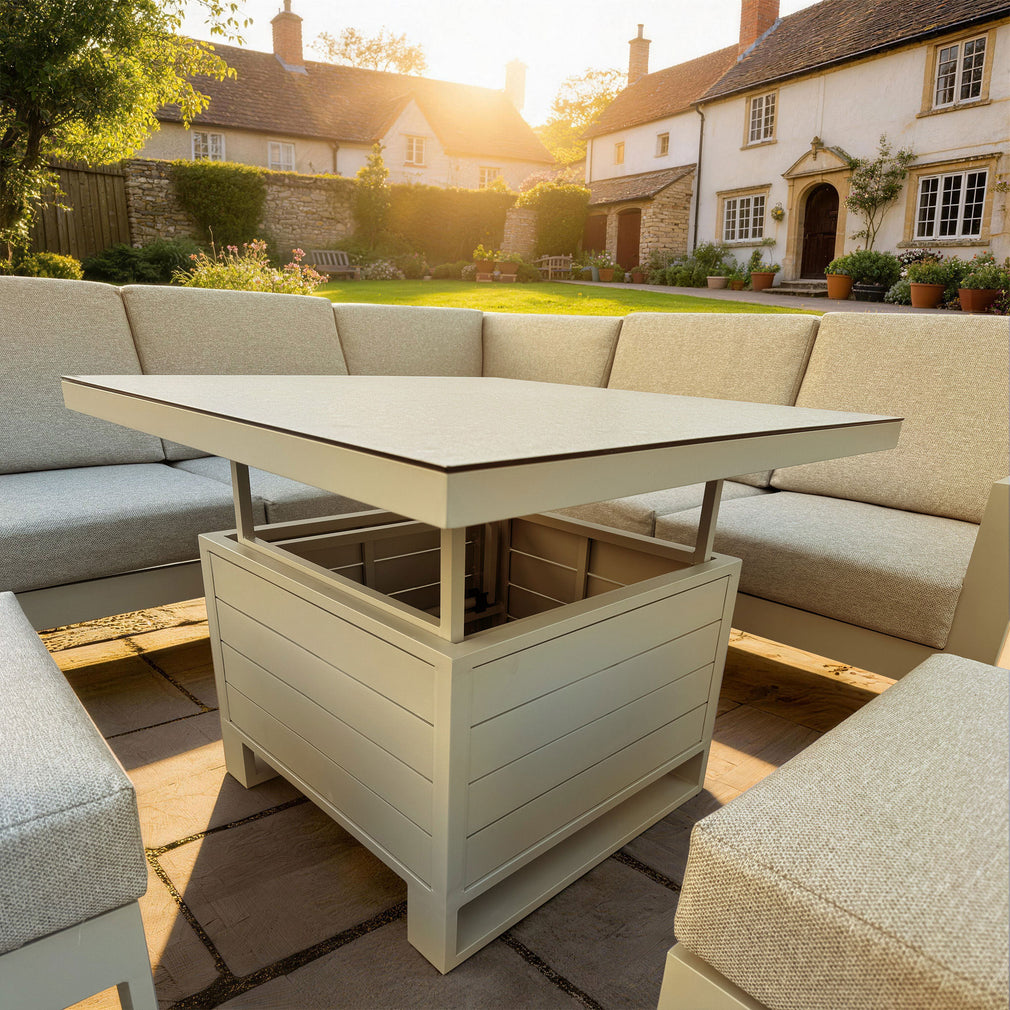 Mustique - Small Garden Corner Dining Set & Rising Table, Natural