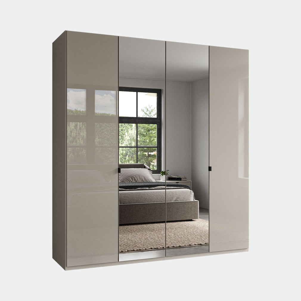 Florida - Wardrobe 200cm 4 Door 2 Mirror Pebble Grey