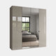 Florida - Wardrobe 200cm 4 Door 2 Mirror Pebble Grey