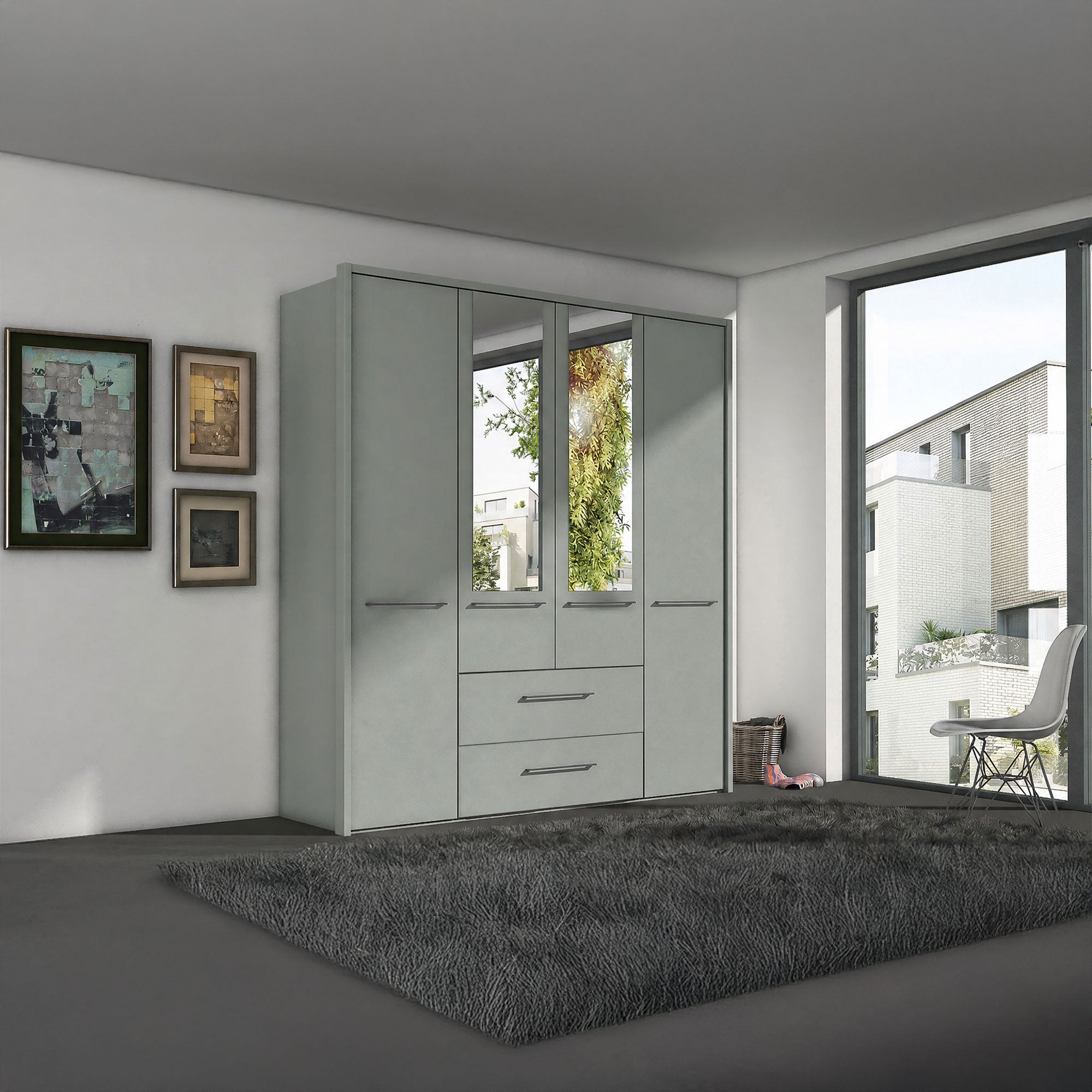 Fitzroy - 4 Door 2 Drawer Combi Mirrored Wardrobe