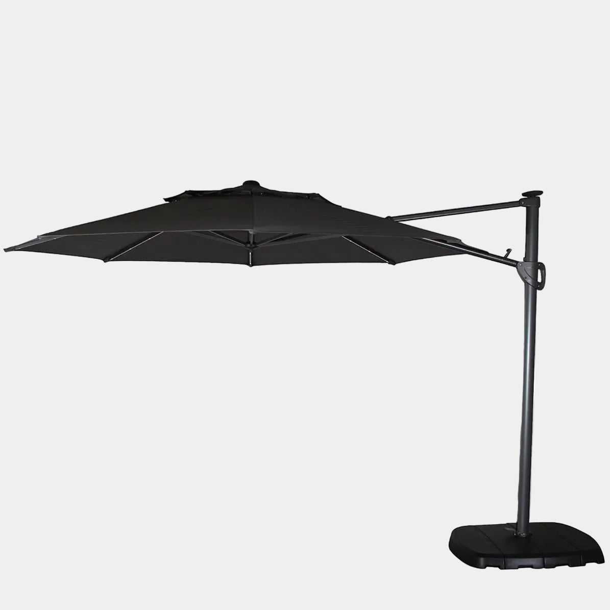 St Tropez - 3.3m Round Parasol in Grey With LED Lights, Cover & Base