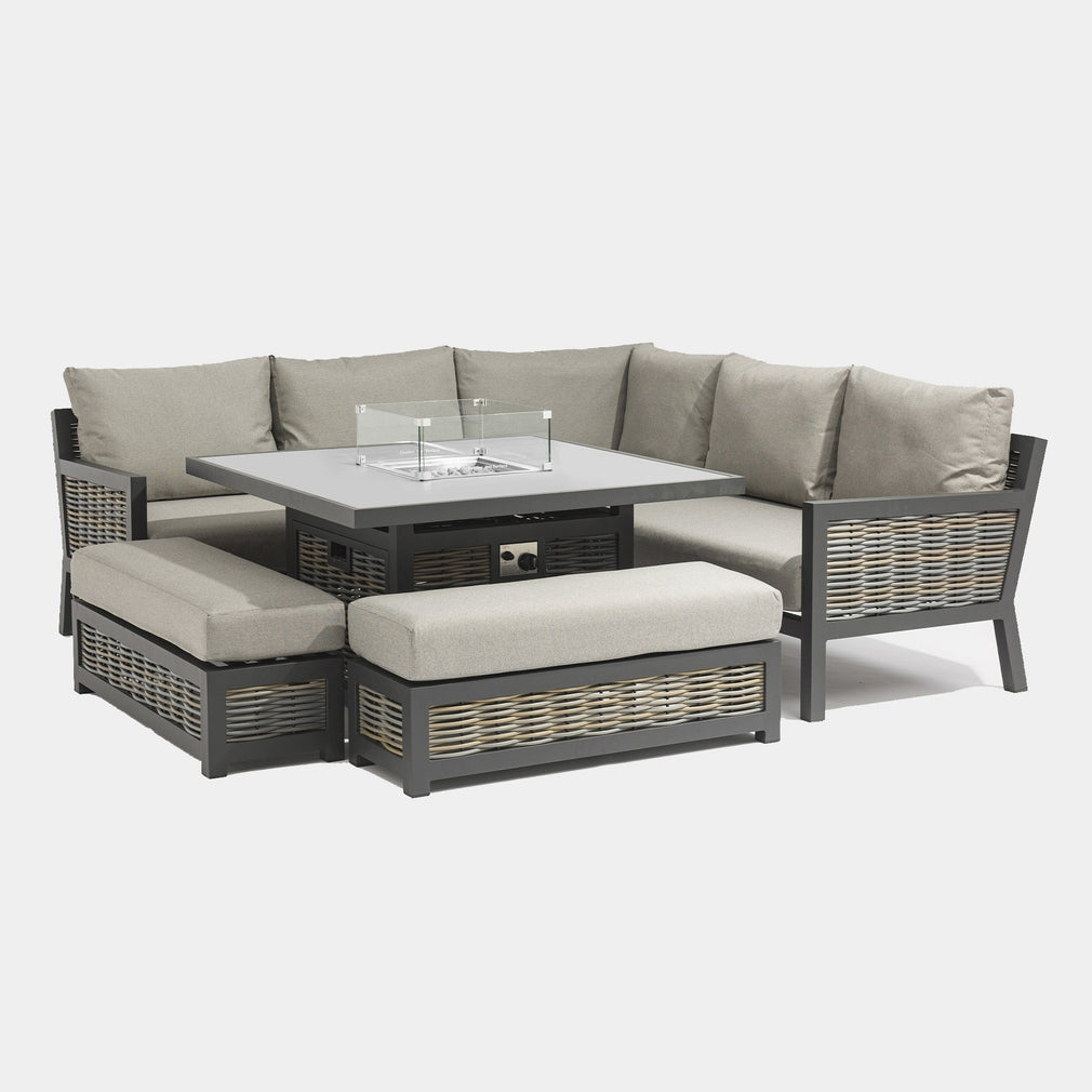 Key Largo - Corner Garden Dining Set With Firepit