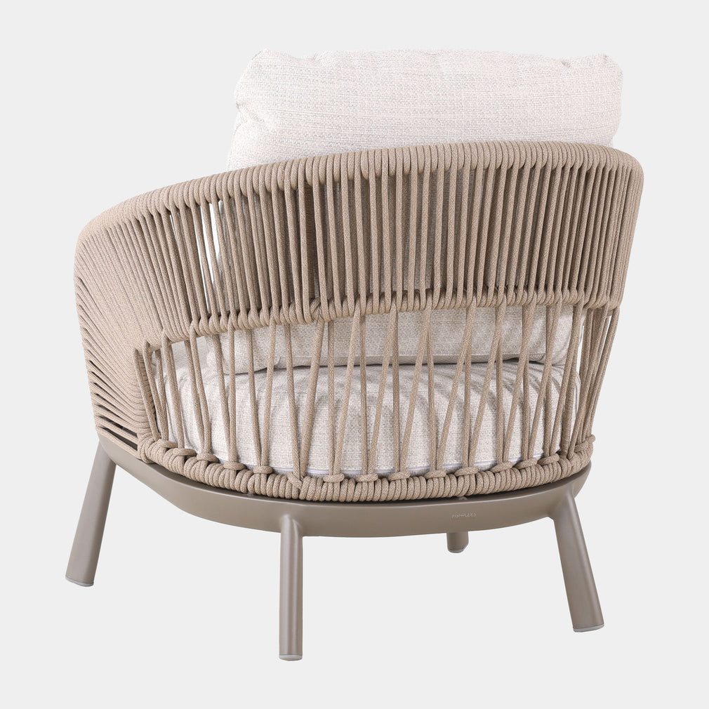 Mauritius - 3 Seat Garden Sofa Set, Champagne Aluminium & Rope Weave Effect