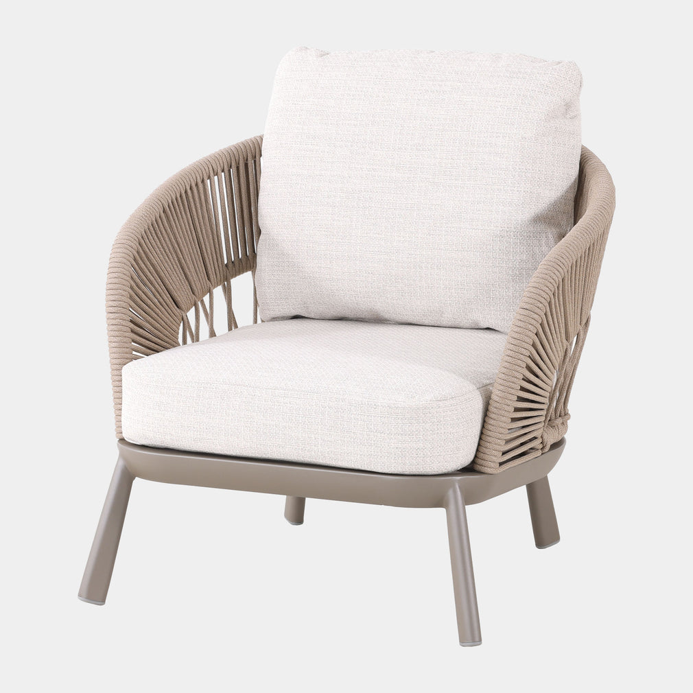 Mauritius - 3 Seat Garden Sofa Set, Champagne Aluminium & Rope Weave Effect