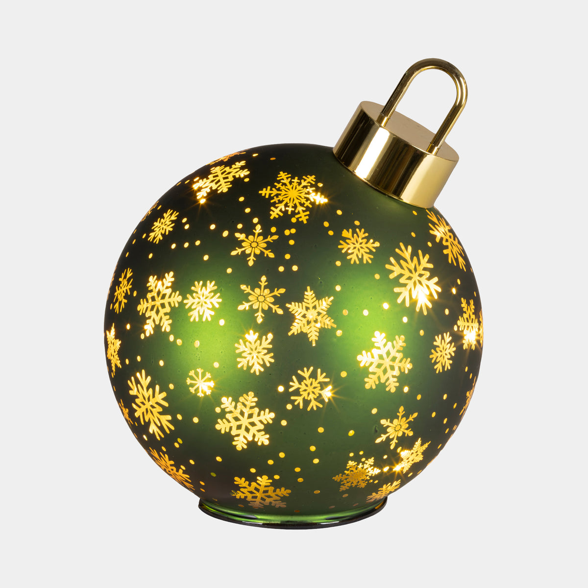 Emerald Rotating Christmas Bauble Decoration - LED Festive Ornament