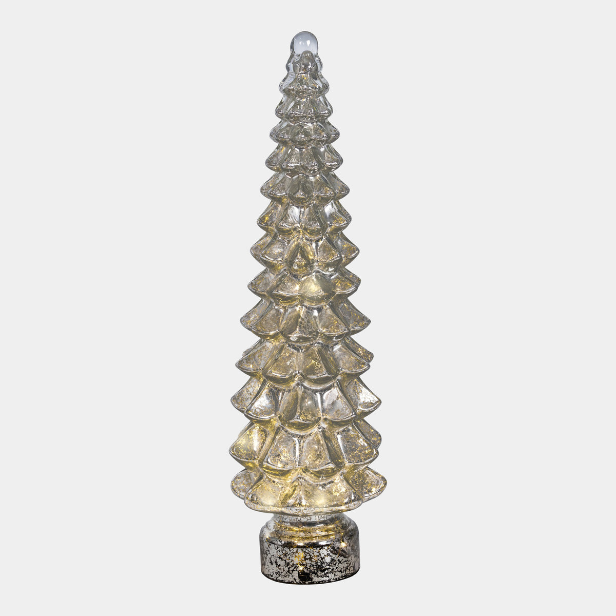 Twinkling LED Glass Christmas Tree Decoration - Light Up Festive Ornament