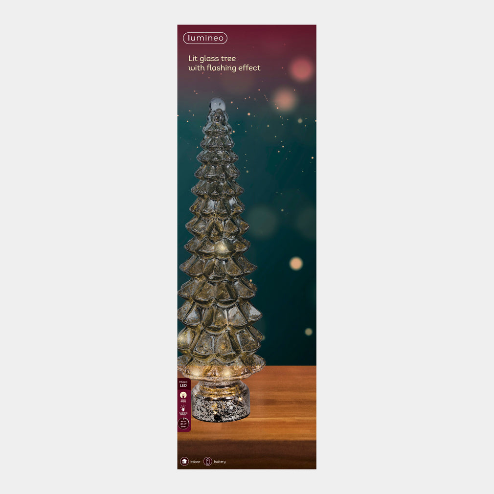 Twinkling LED Glass Christmas Tree Decoration - Light Up Festive Ornament
