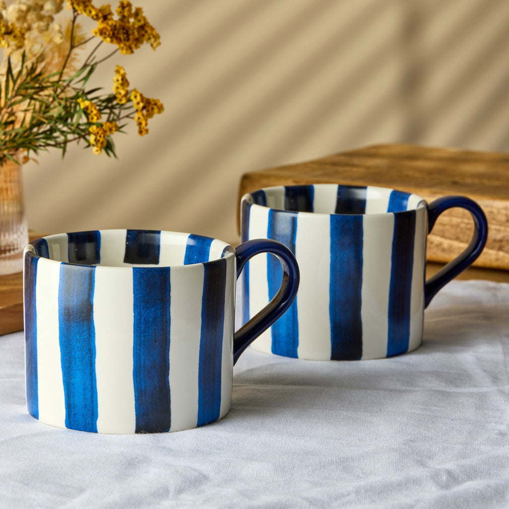 Blue Stripe - Mugs, Set of 2