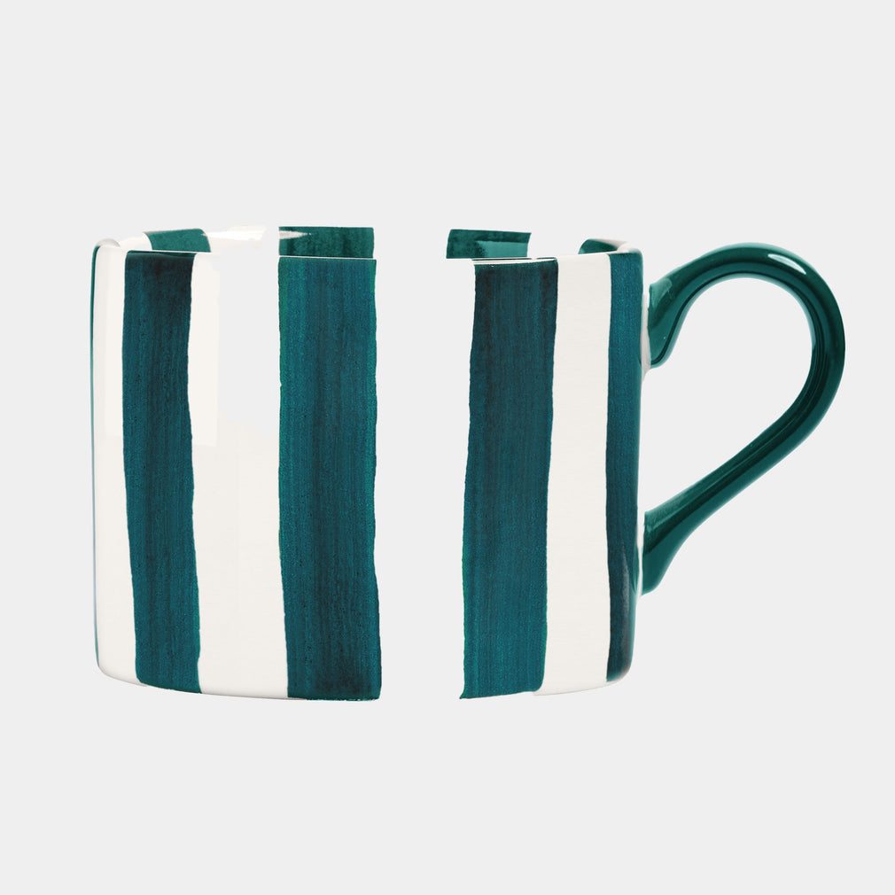 Green Stripe - Mugs, Set of 2