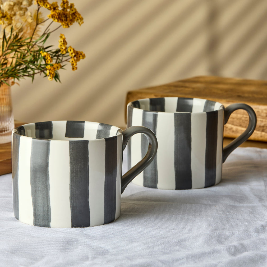Grey Stripe - Mugs, Set of 2