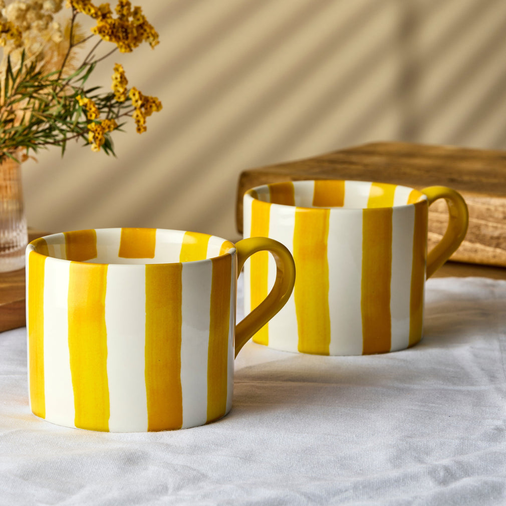 Yellow Stripe - Mugs, Set of 2