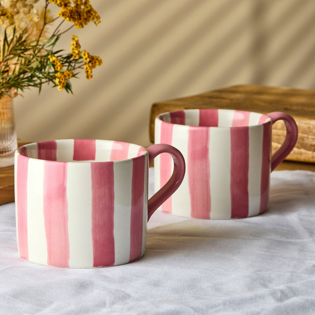 Pink Stripe - Mugs, Set of 2