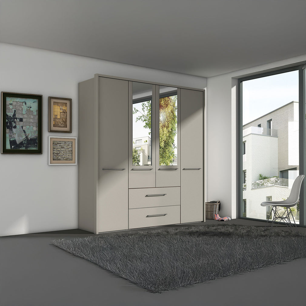 Fitzroy - 4 Door 2 Drawer Combi Mirrored Wardrobe