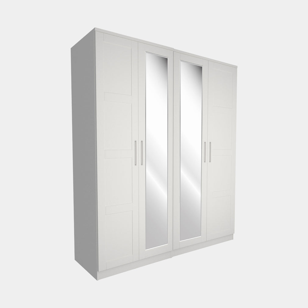 Maria - Wardrobe with Mirror, Fully Assembled 4 Door