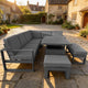 Mustique - Large Corner Garden Dining Set & Rising Table, Grey Aluminium