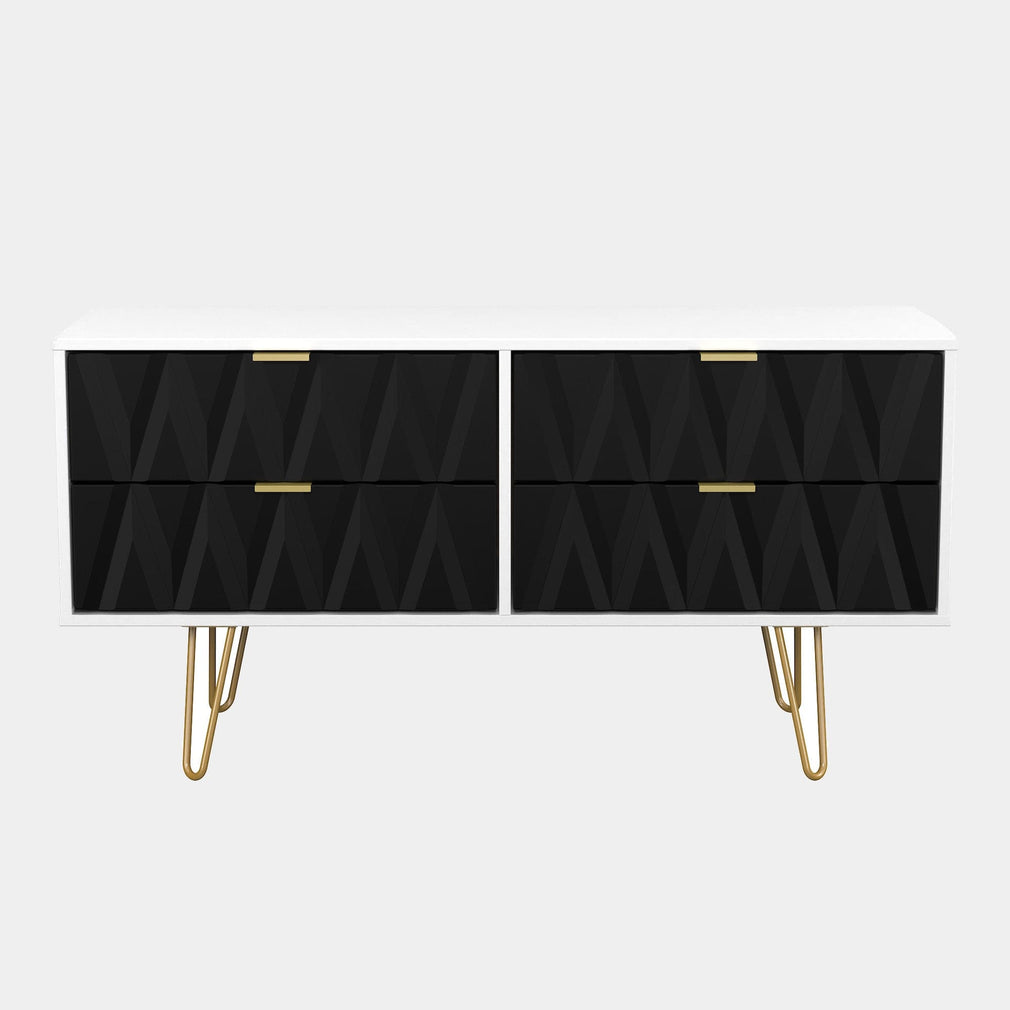Jewel - Bed Box, 4 Drawer White Carcase & Black Fronts