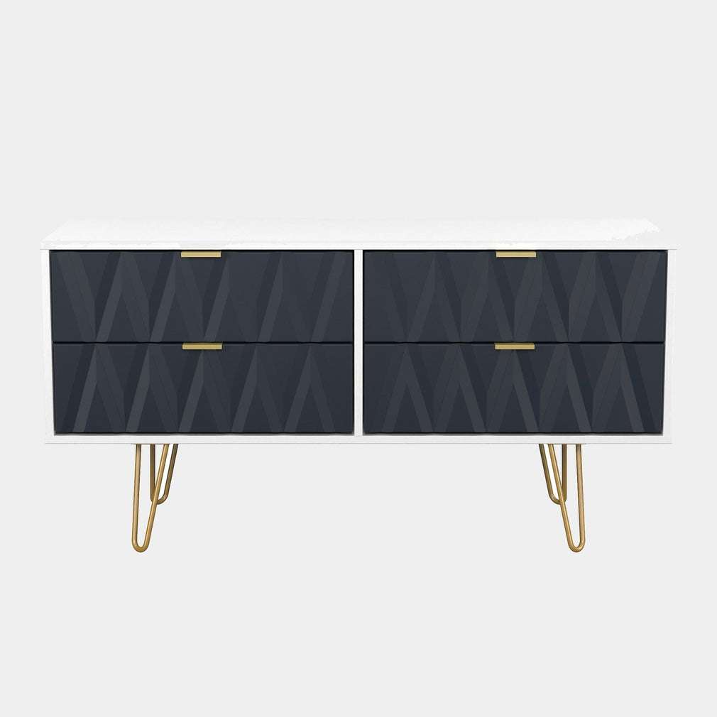 Jewel - Bed Box, 4 Drawer White Carcase & Indigo Fronts