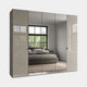 Florida - Wardrobe 250cm 5 Door 3 Mirror Pebble Grey