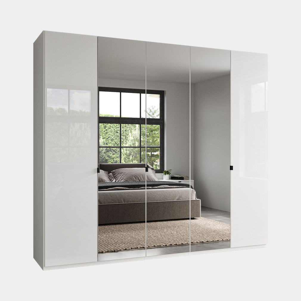 Florida - Wardrobe 250cm 5 Door 3 Mirror White