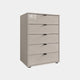 Varnell - 5 Drawer Glass Bedside Table Pebble Grey Glass