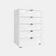 Varnell - 5 Drawer Glass Bedside Table White Glass