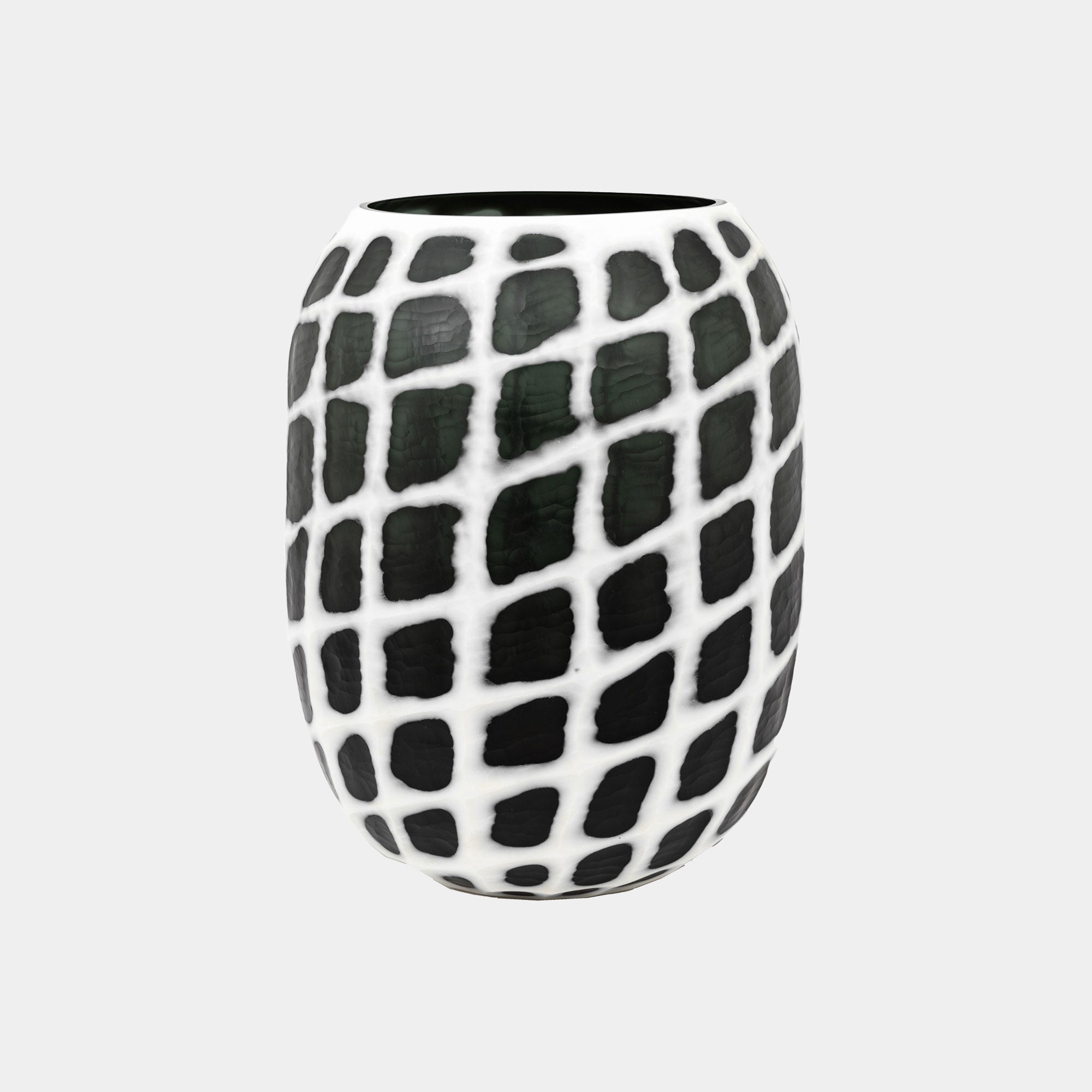 Valencia Carved Mono - Glass Plant Pot, Black & White