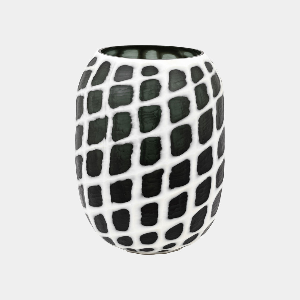 Valencia Carved Mono - Glass Plant Pot, Black & White