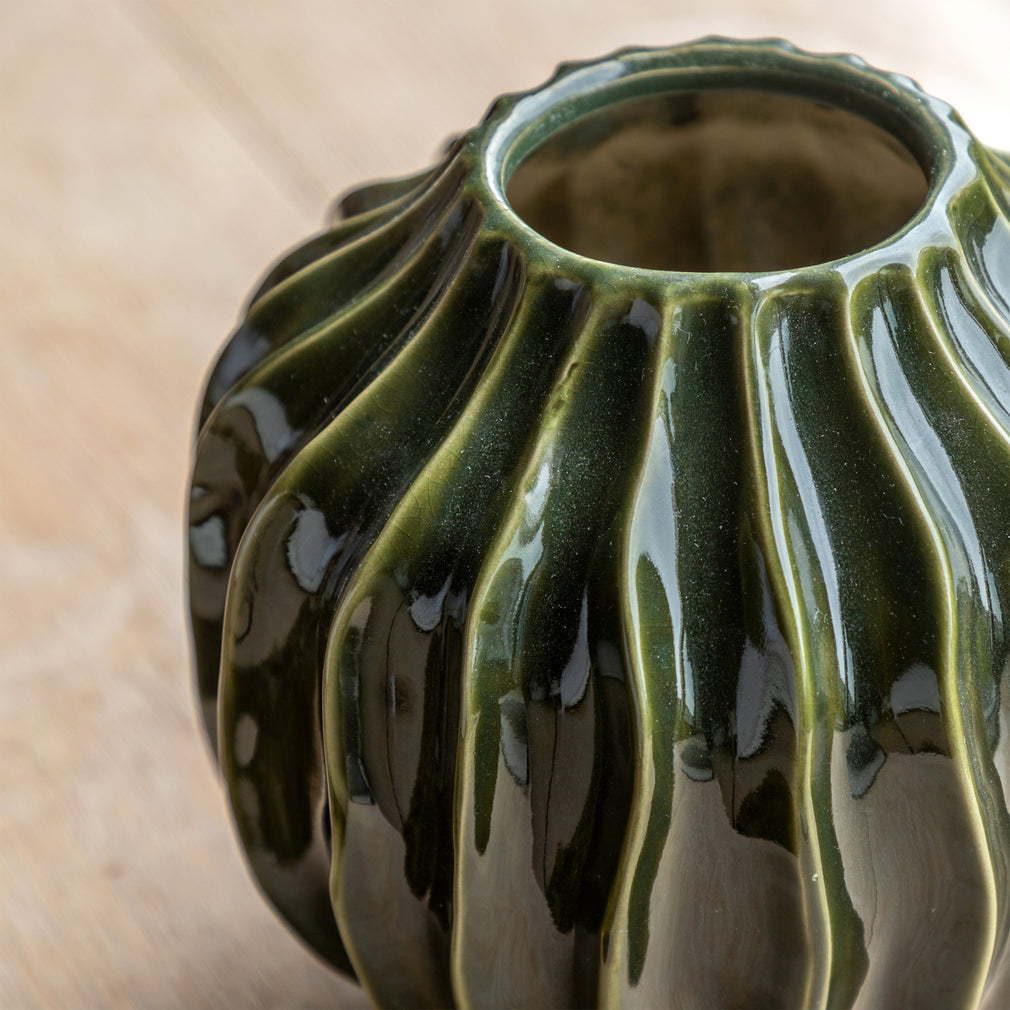 Taiga - Ceramic Vase, Olive Green