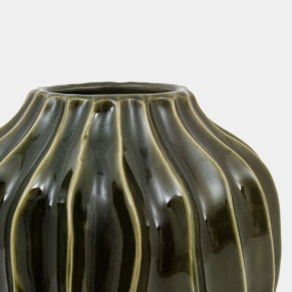 Taiga - Ceramic Vase, Olive Green