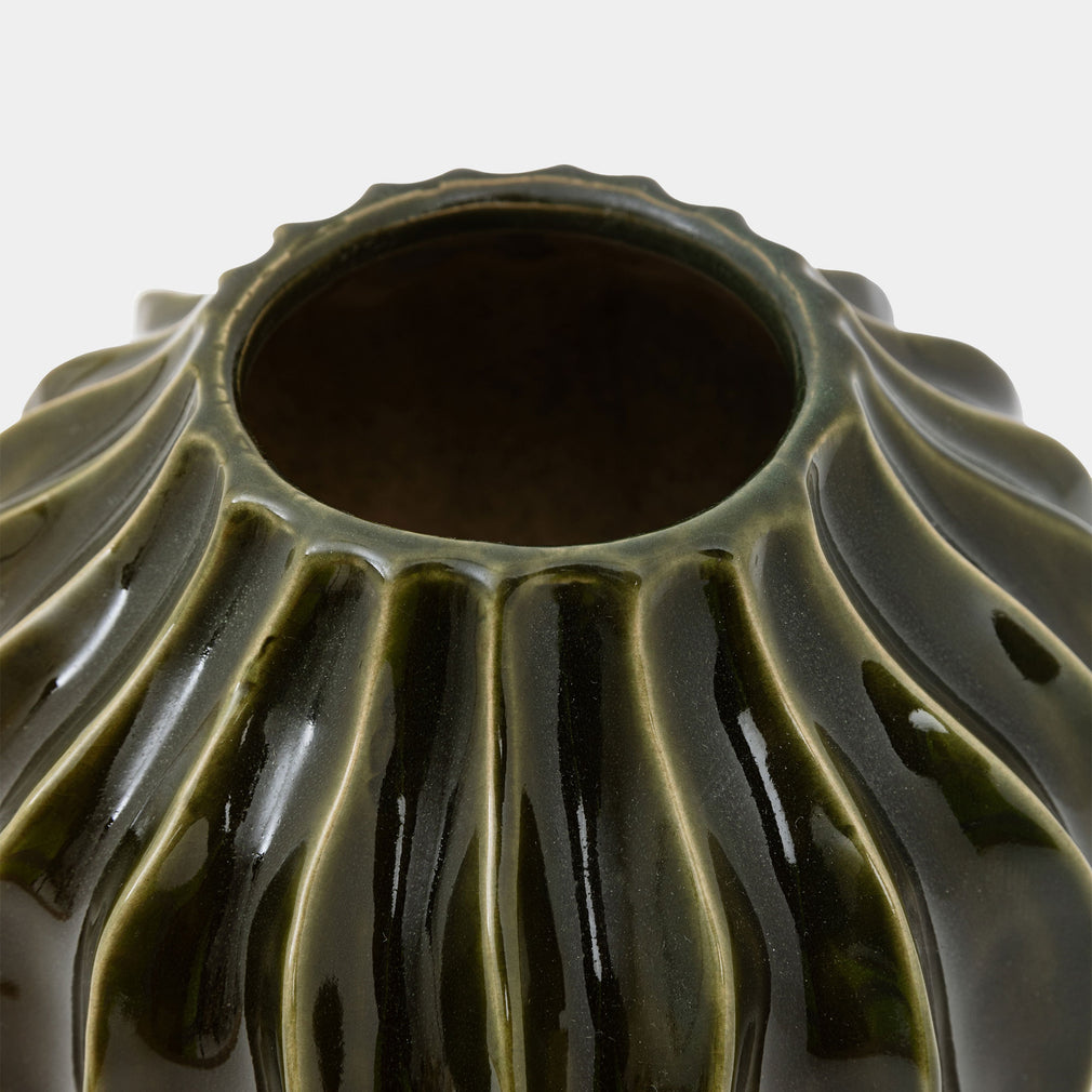 Taiga - Ceramic Vase, Olive Green