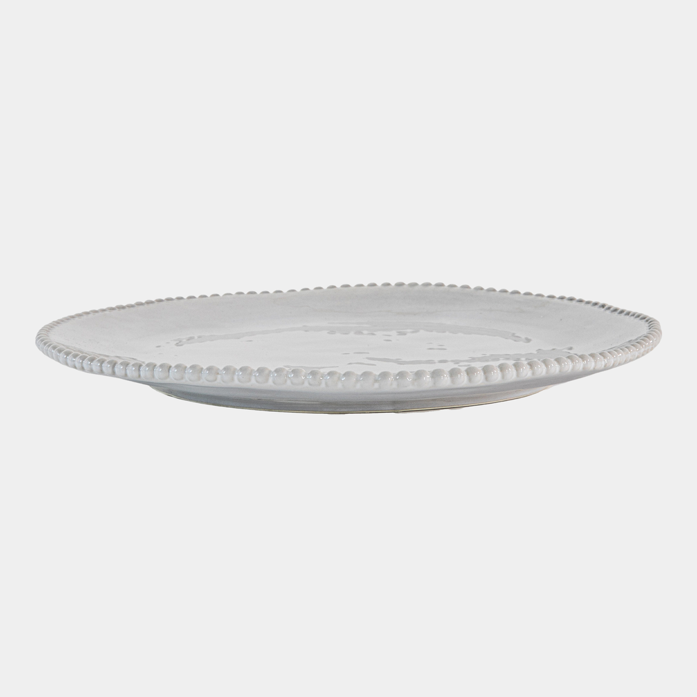 Perola - Beaded White Dinner Plate, Set of 4
