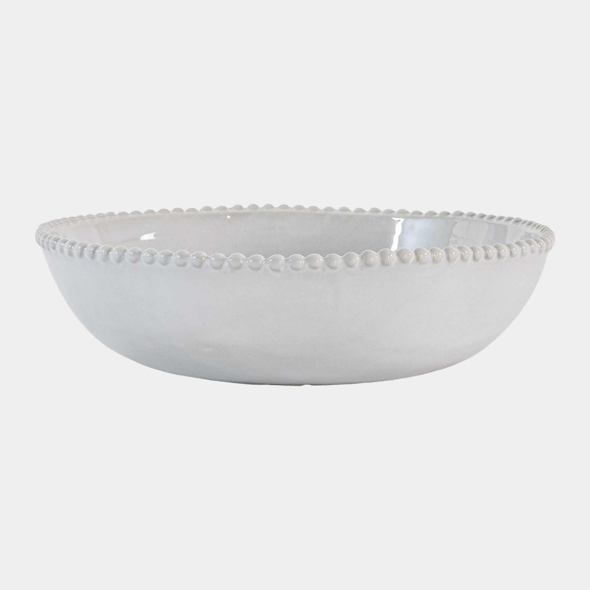 Perola - Beaded White Pasta Bowl, Set of 4