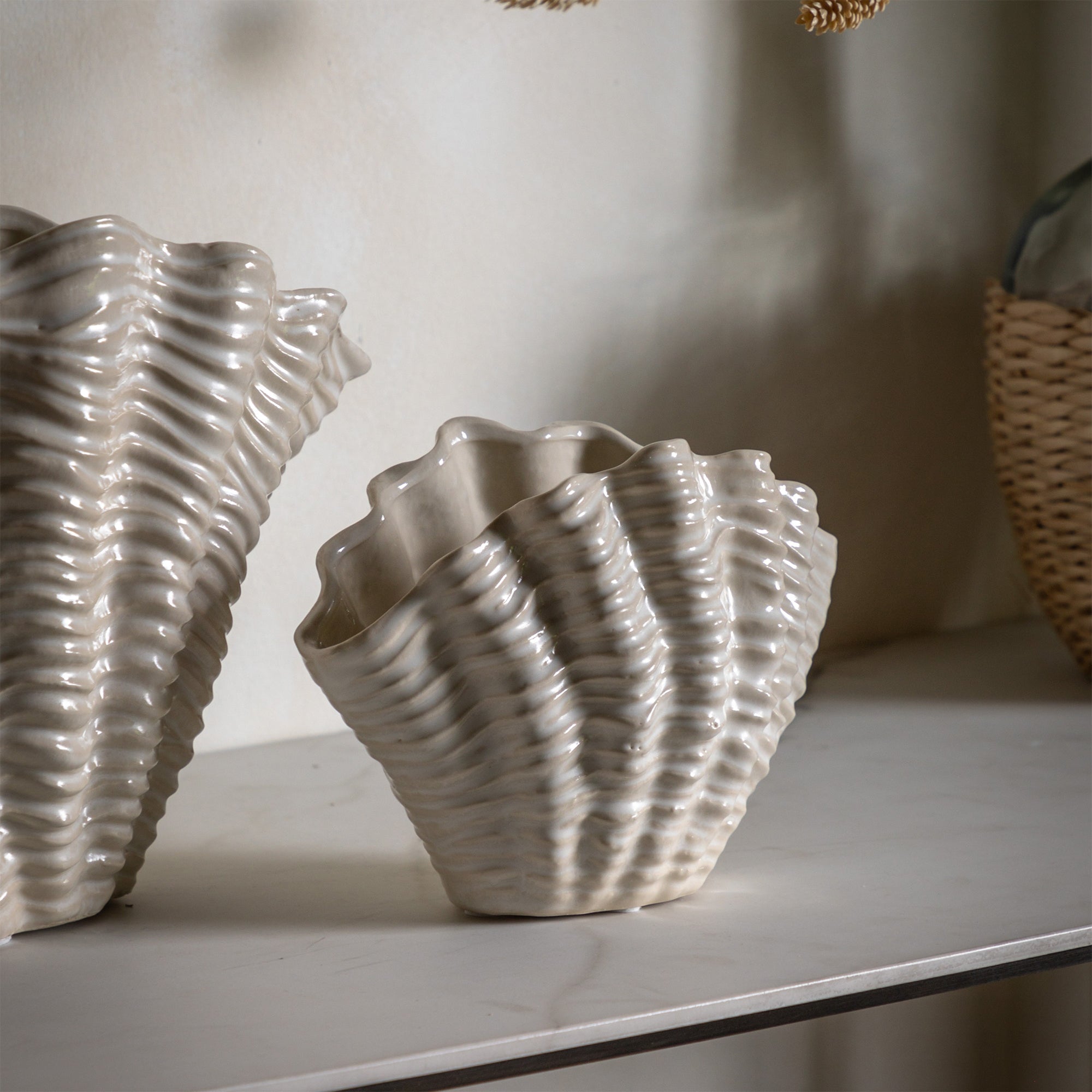 Clam - White Ceramic Vase