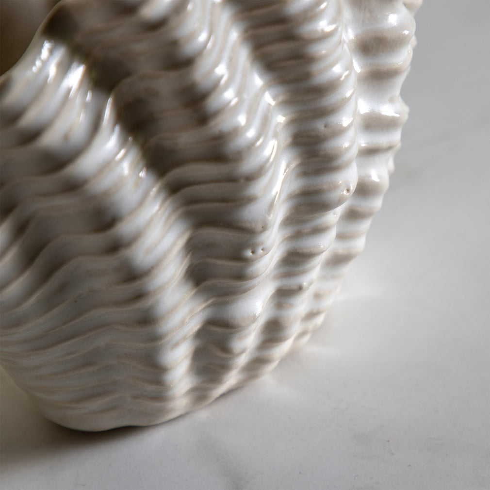 Clam - Ceramic Vase, White