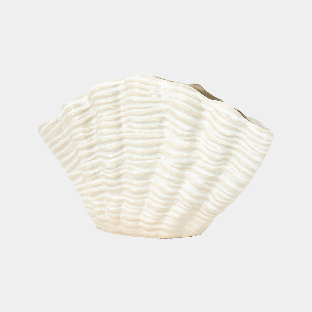 Clam - Ceramic Vase, White