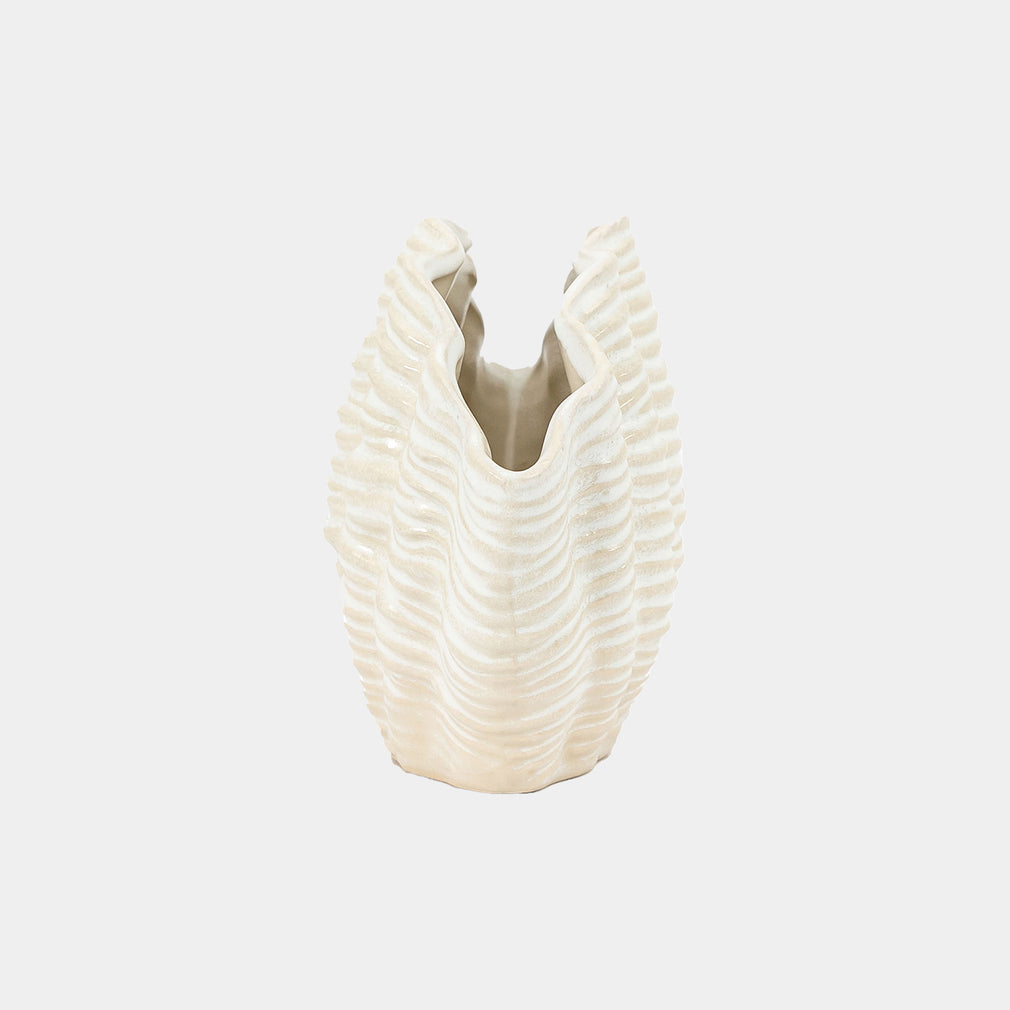 Clam - Ceramic Vase, White