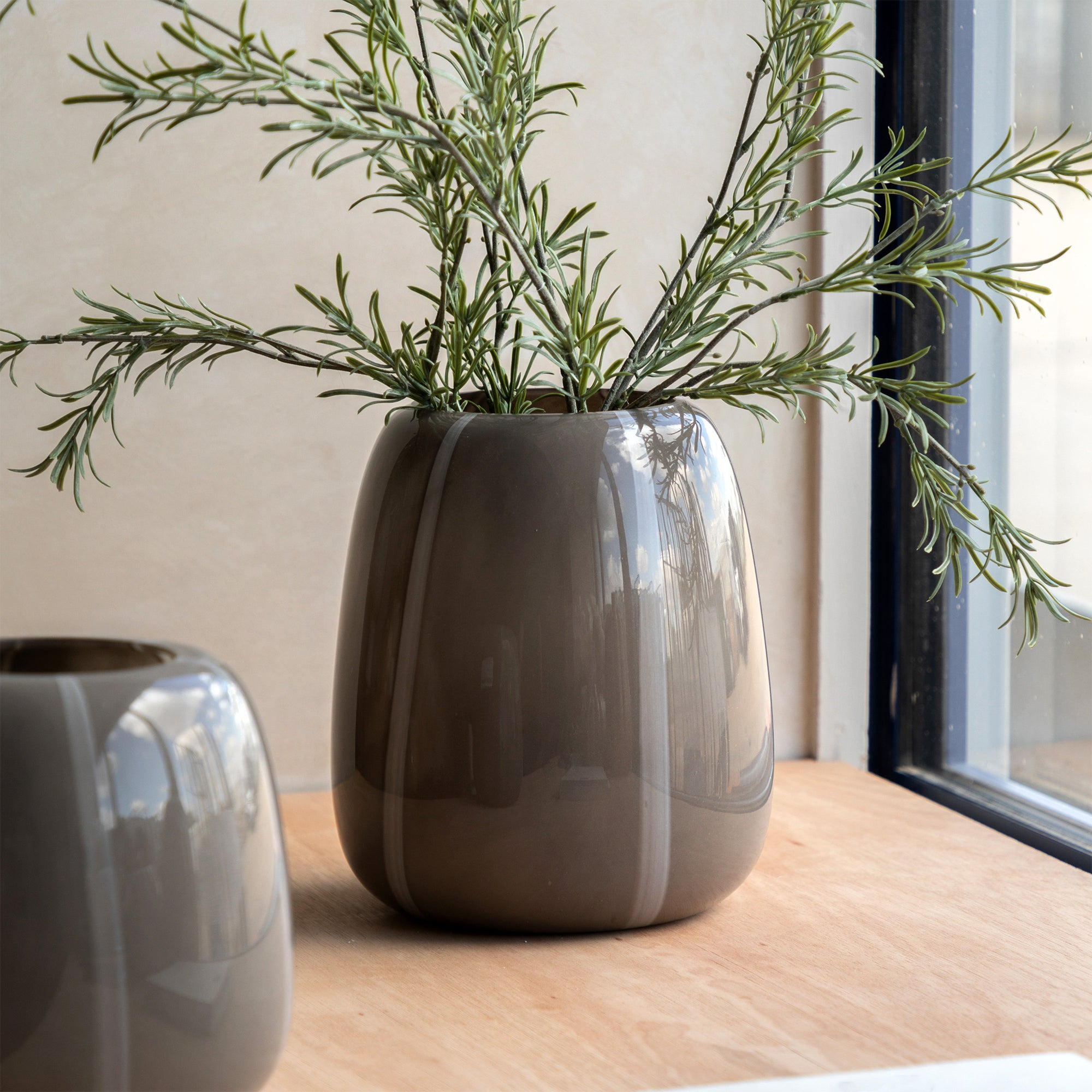 Claro - Taupe Striped Glass Vase