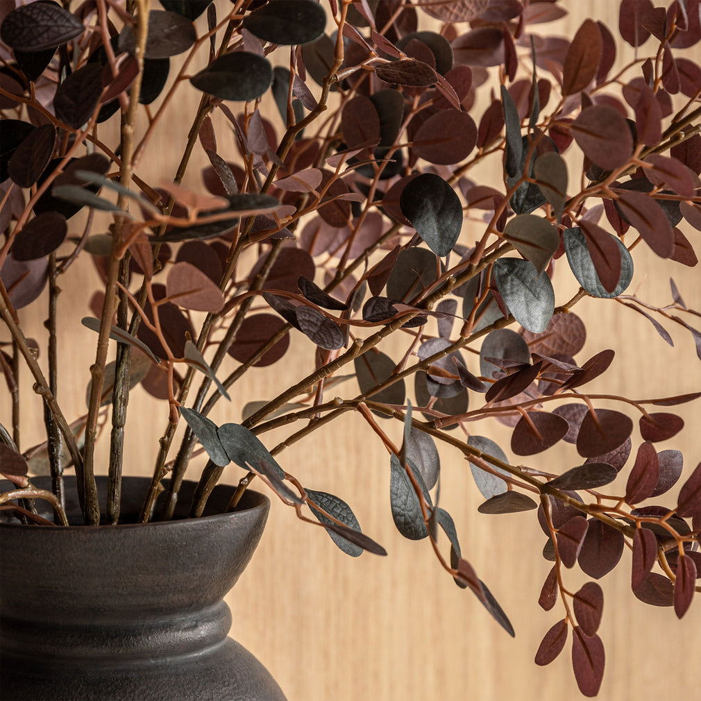 Artificial Burgundy Eucalyptus Bouquet in Vase - Luxury Faux Flower Arrangement