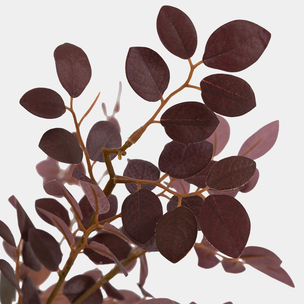 Artificial Burgundy Eucalyptus Bouquet in Vase - Luxury Faux Flower Arrangement