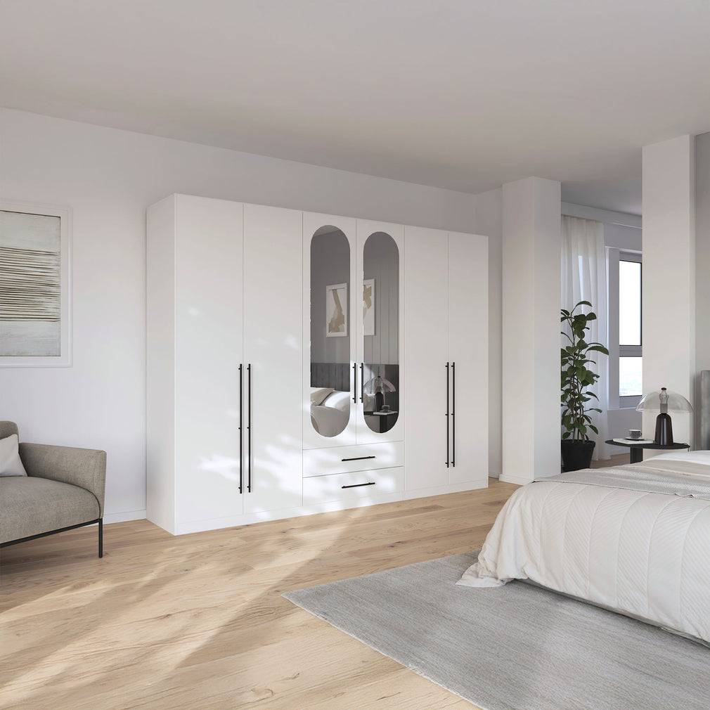 Matilda - 6 Door Wardrobe With Drawers & Mirrors