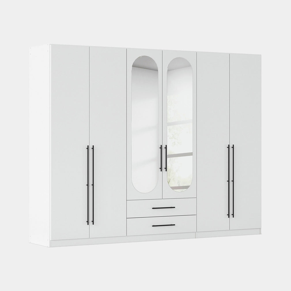 Matilda - 6 Door Wardrobe With Drawers & Mirrors