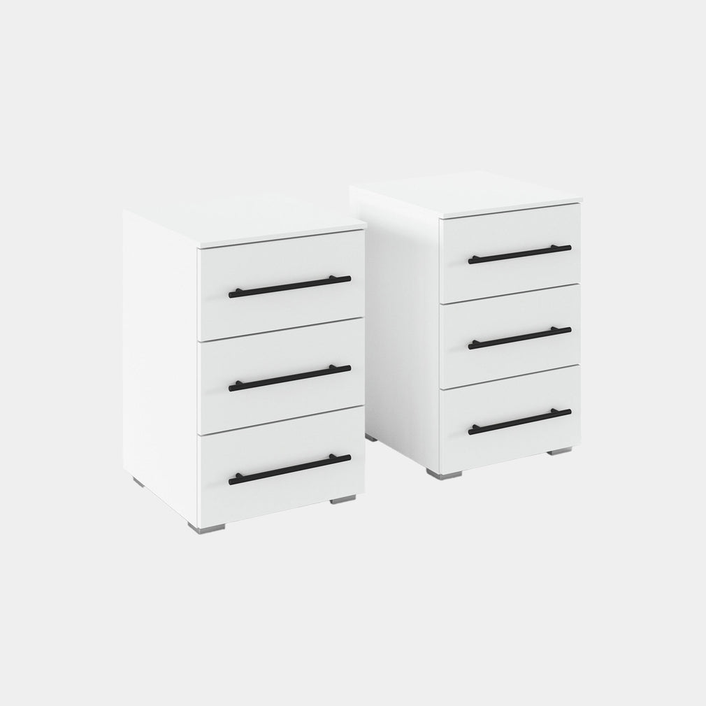 Matilda - 3 Drawer Bedside Table, Set Of 2 White