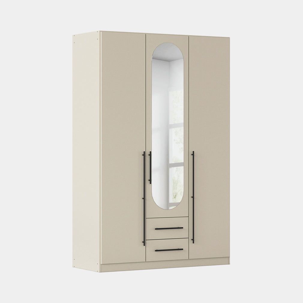 Matilda - 3 Door Wardrobe With Drawers & Mirror Champagne