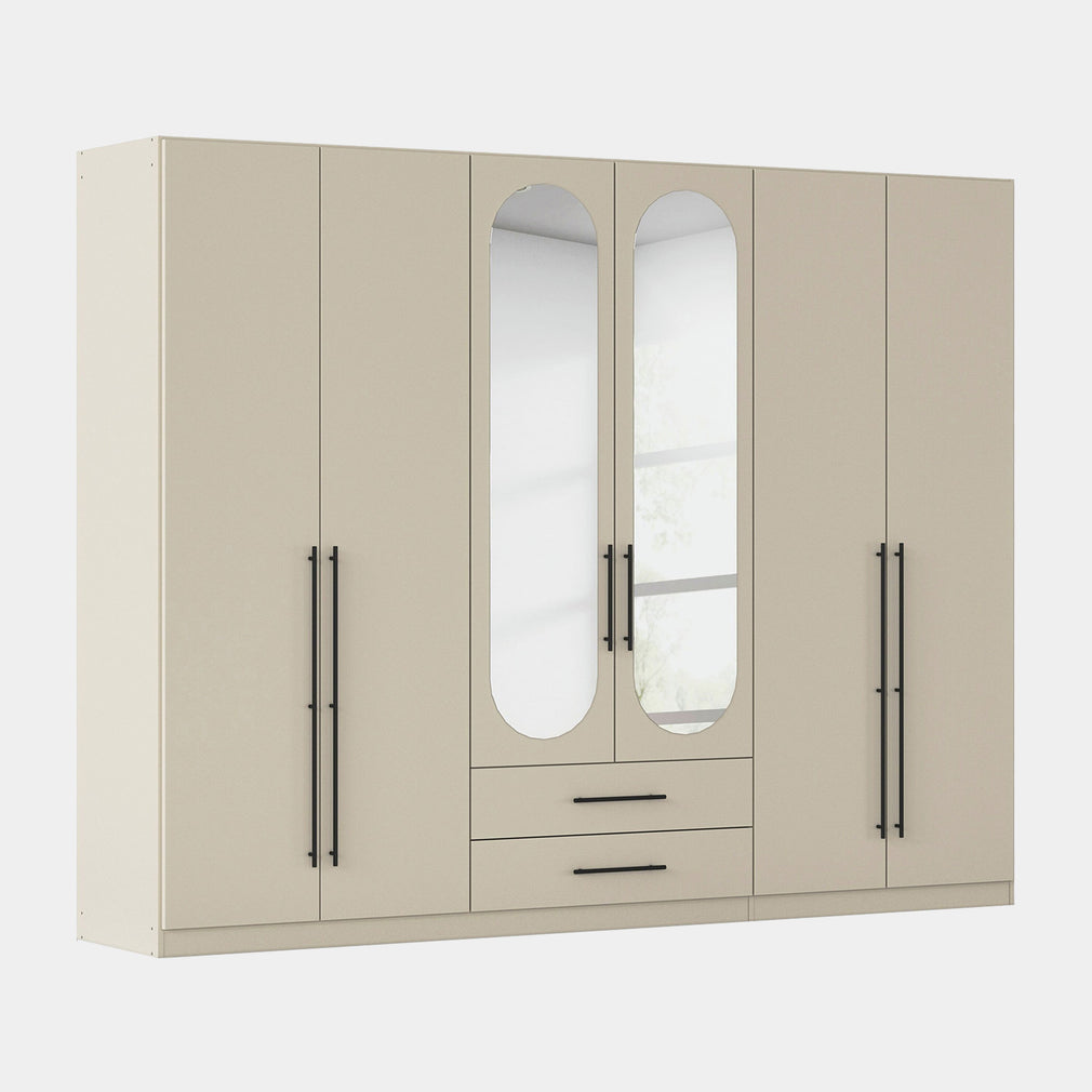 Matilda - 6 Door Wardrobe With Drawers & Mirrors