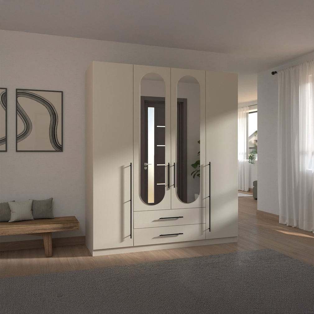 Matilda - 4 Door Wardrobe With Drawers & Mirrors