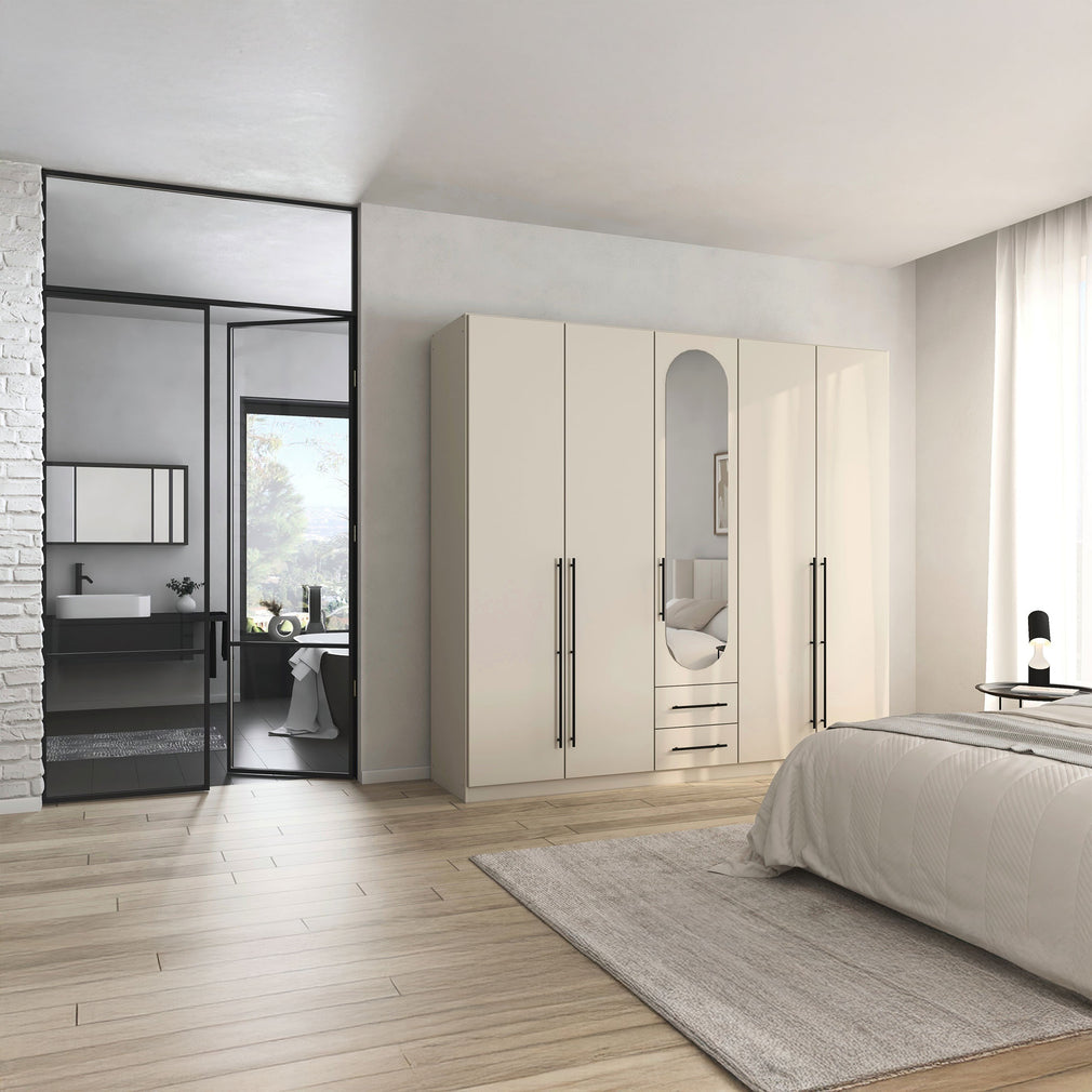 Matilda - 5 Door Wardrobe With Drawers & Mirrors