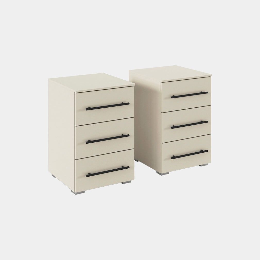 Matilda - 3 Drawer Bedside Table, Set Of 2 Champagne