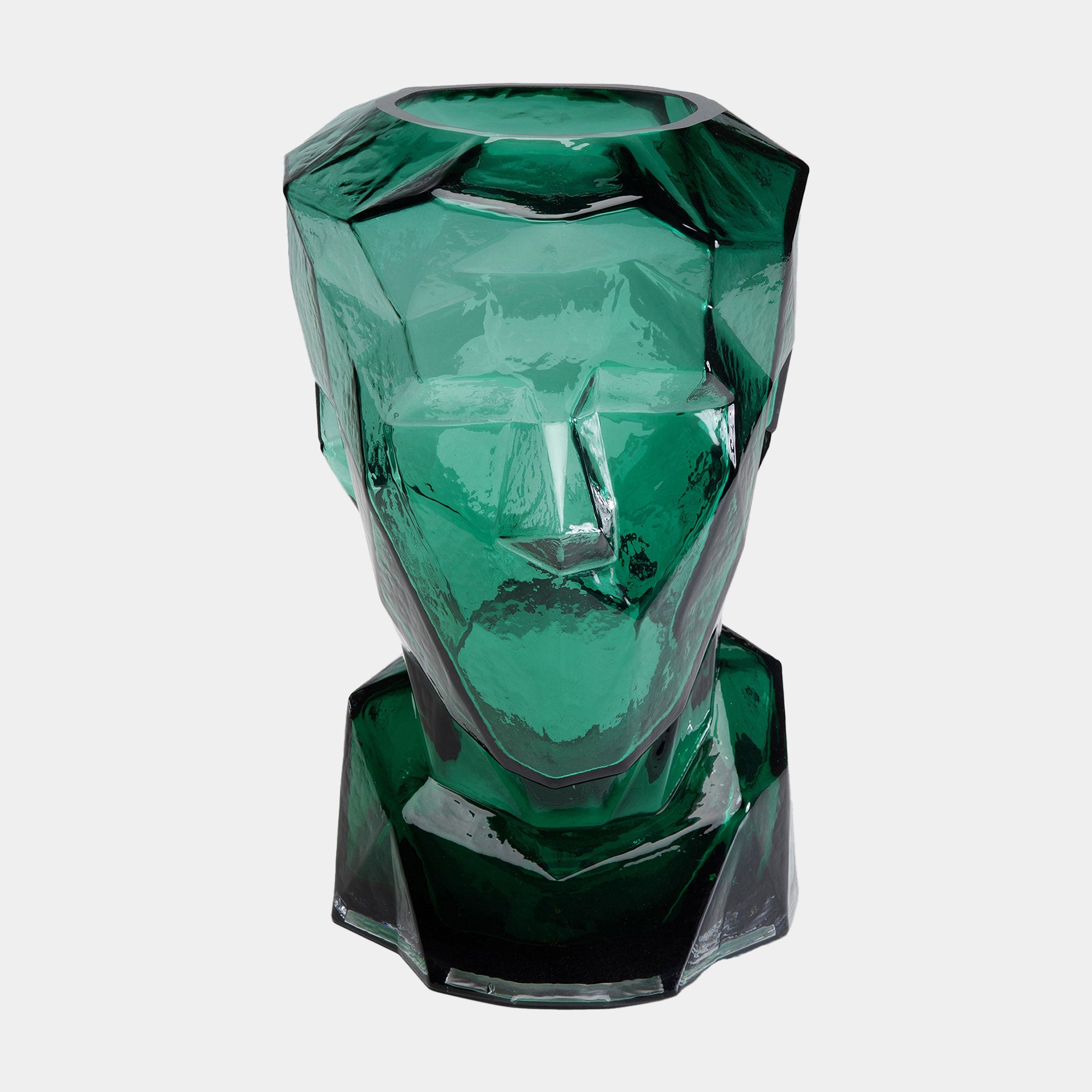 Prism Face - Glass Vase, Green