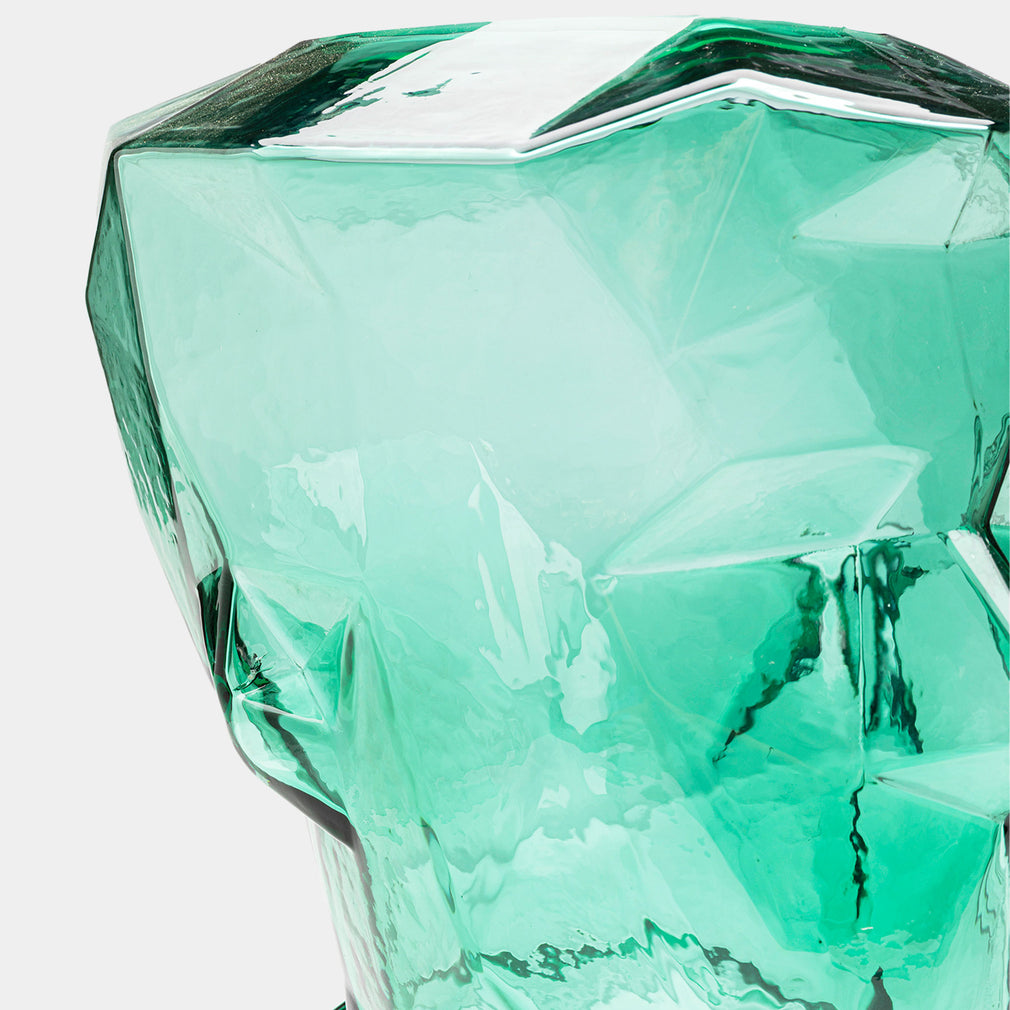 Prism Face - Glass Vase, Green