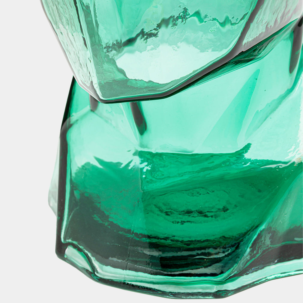 Prism Face - Glass Vase, Green
